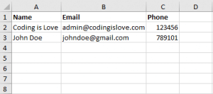 sample csv data - JSON to CSV