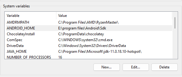 ANDROID_HOME environment variable setup