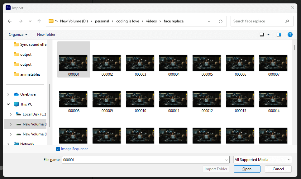 import image sequence premiere pro